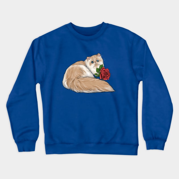 Cat and Rose Crewneck Sweatshirt by jennyalamode